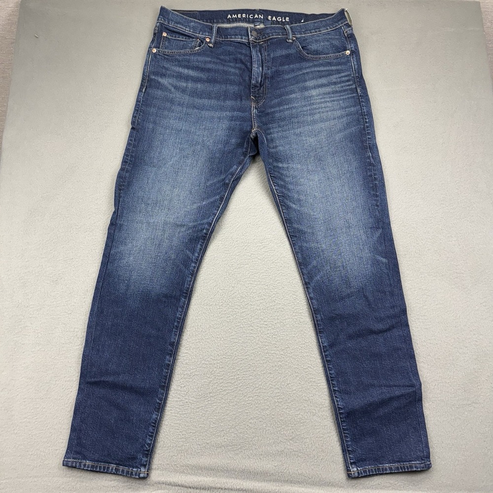 American Eagle Original Straight Jeans Mens 38x33* Stretch Dark Wash Denim
